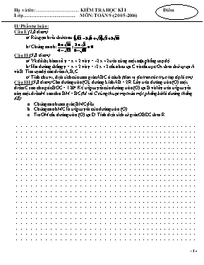 Kiễm tra học kì I môn Toán 9 (năm 2005 - 2006)